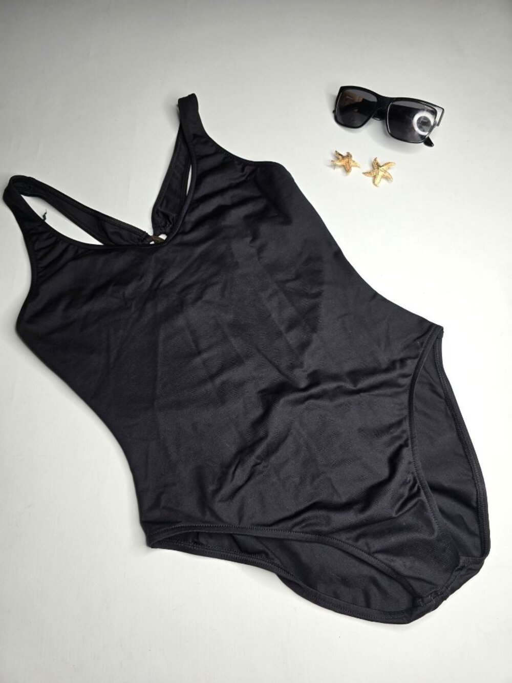 Lauren Ralph Lauren Black One-Piece Swimsuit women Size 10 Keyhole Back Unpadded